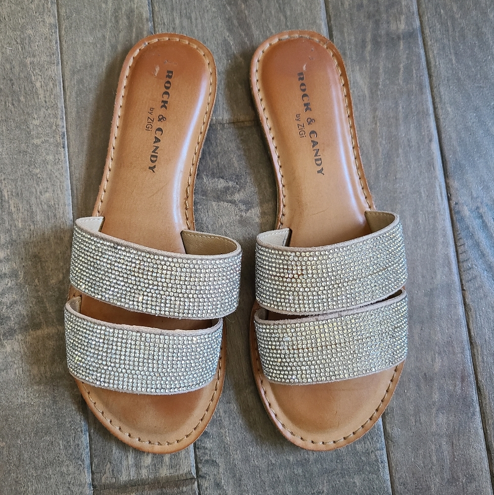 Rock & Candy Sparkly Crysal Rhinestone Flip Flops Size 6.5